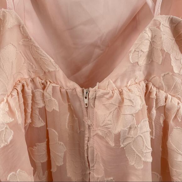KEEPSAKE THE LABEL Offset Fit & Flare Dress Embroidered Ruffle Pink SZ 8 NWT - Picture 12 of 16